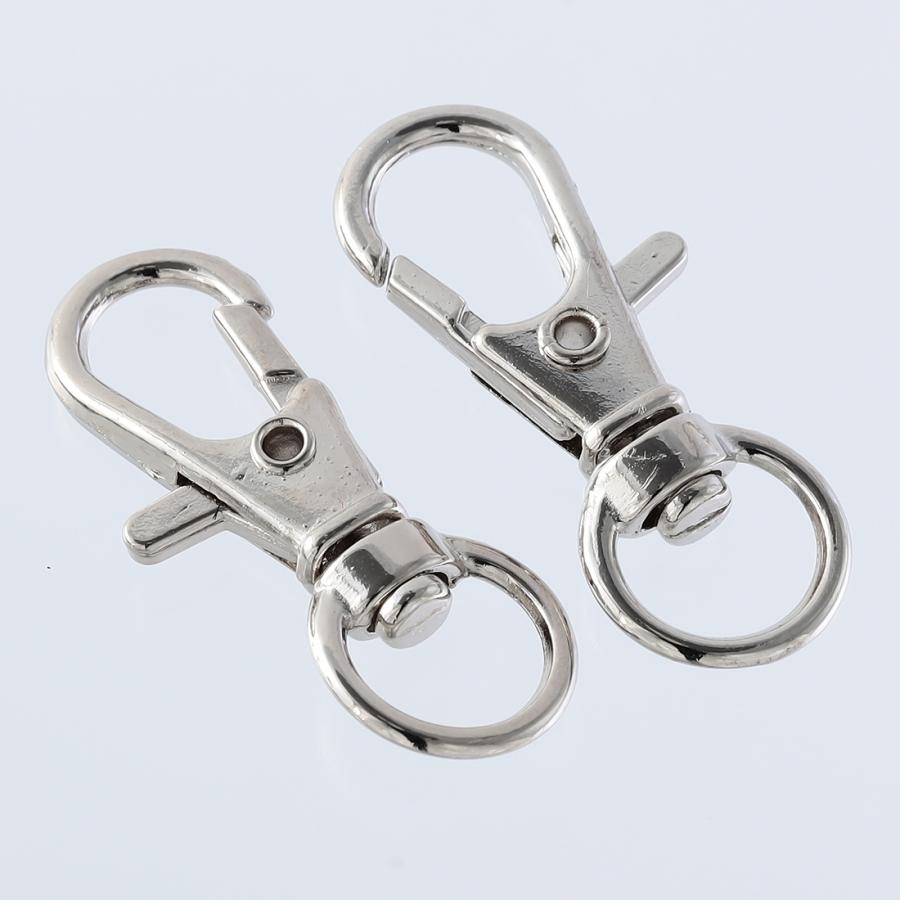 ナスカン シルバー 32mm 50個 フック 回転カン付き キーホルダー 金具