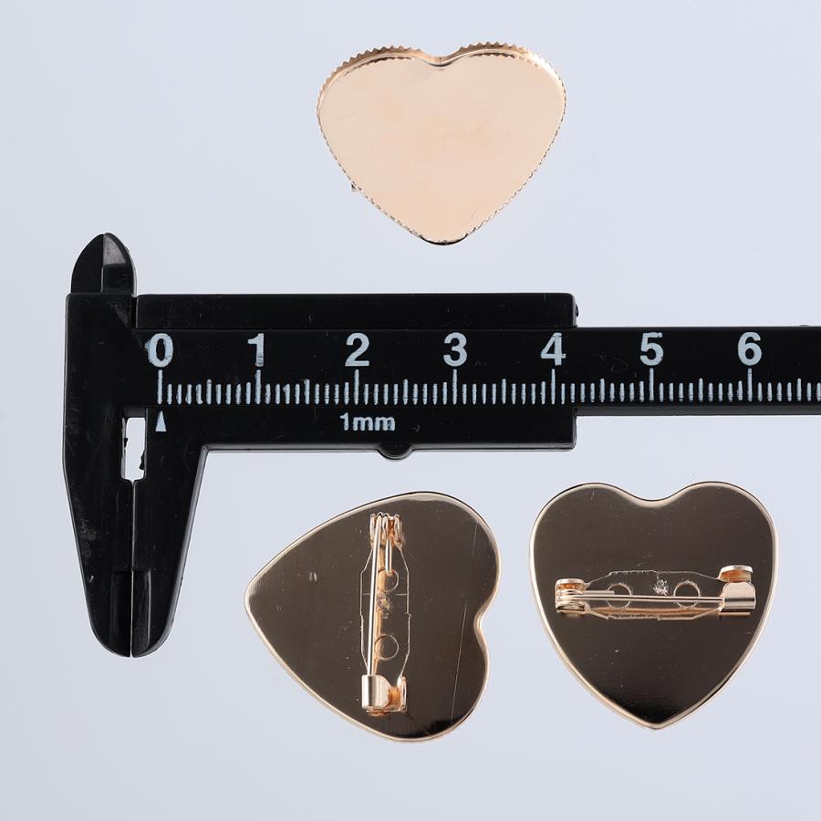 ブローチピン 台座 付き ゴールド ハート 20個 KC金 ブローチ