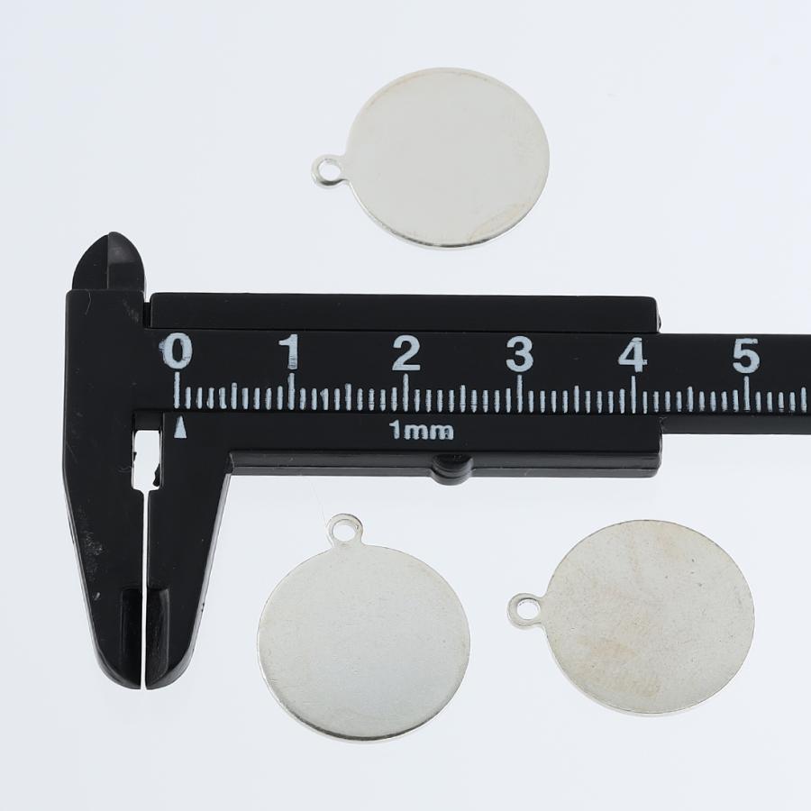 メタルパーツ プレート 丸 18mm シルバー 10個 カン付き カボション