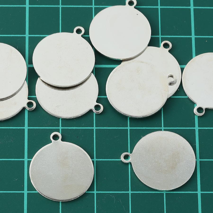 メタルパーツ プレート 丸 18mm シルバー 10個 カン付き カボション