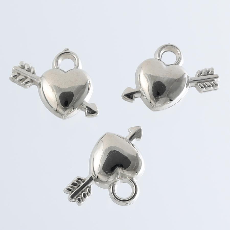 チャーム ハート シルバー 40個 カン付き 14x19 プラ製 アクセサリー