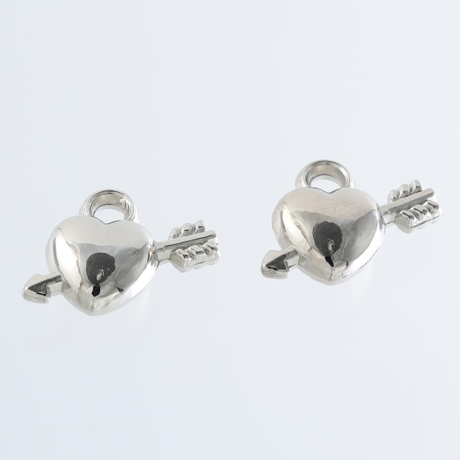 シルバーハンドメイド専用 チャーム ハート シルバー 40個 カン付き 14x19 プラ製 アクセサリー