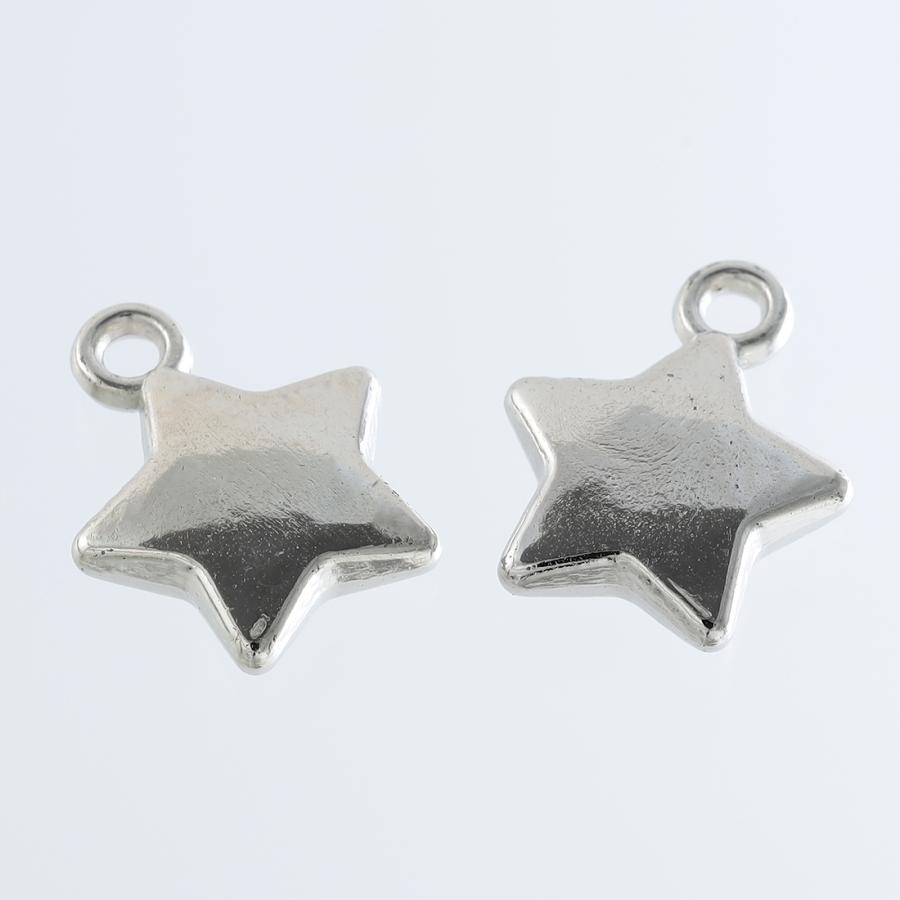 チャーム 星 シルバー アンティーク 16x13 40個 カン付 プラ製