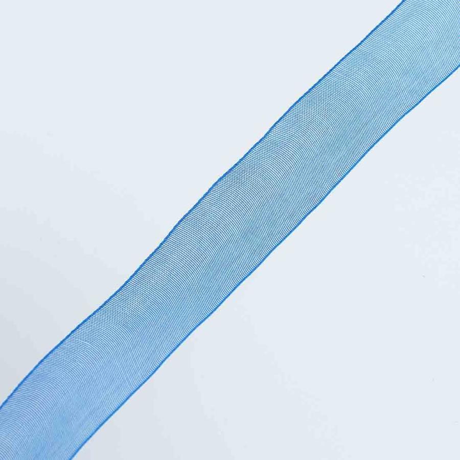 オーガンジー リボン 青 20mm 幅 無地 1巻 長さ約45m ブルー