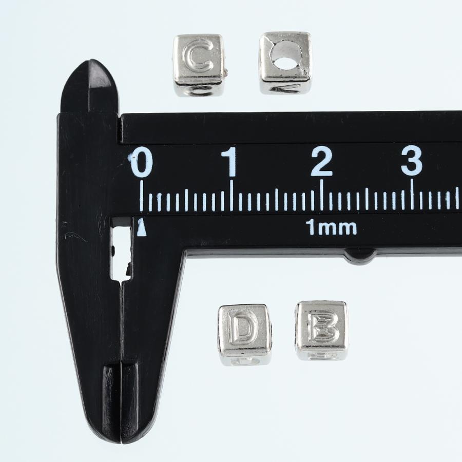 アルファベット ビーズ キューブ シルバー 銀古美 6mm 300個