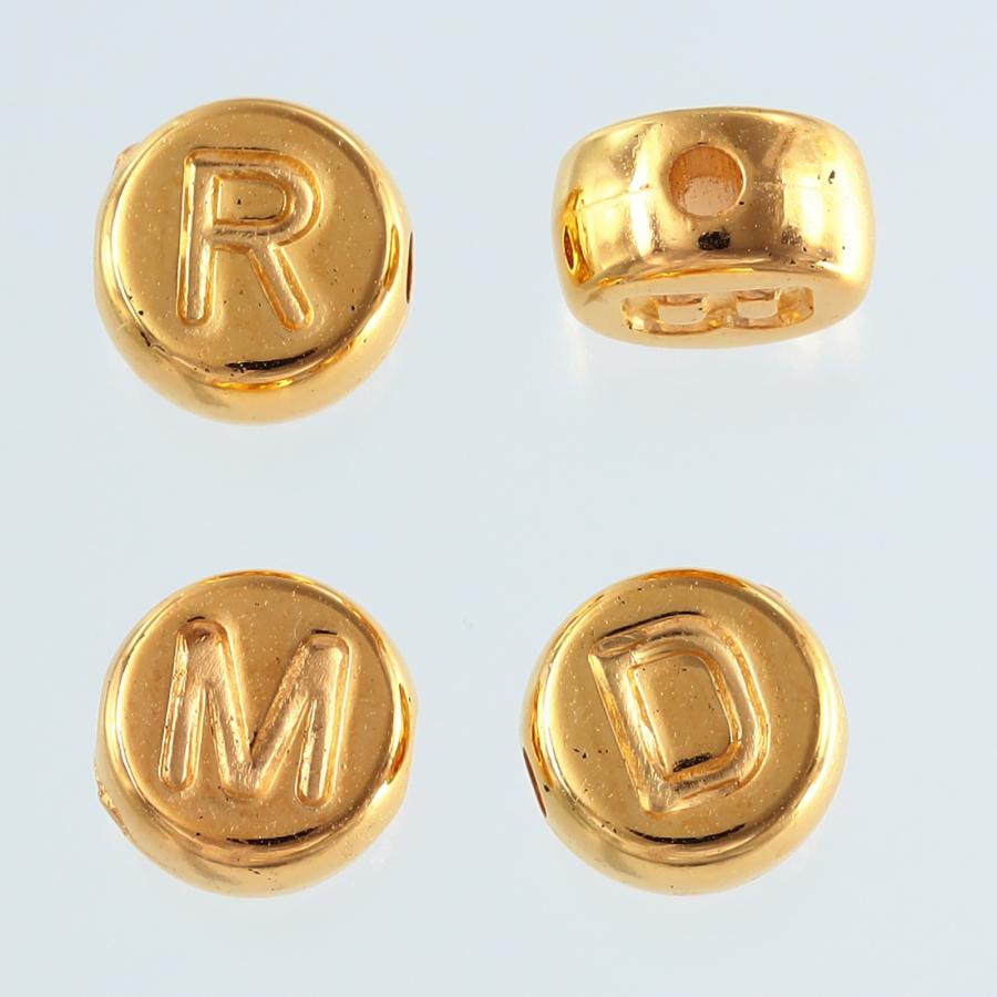 アルファベット ビーズ 丸 ゴールド 7mm 300個 アクセサリー パーツ
