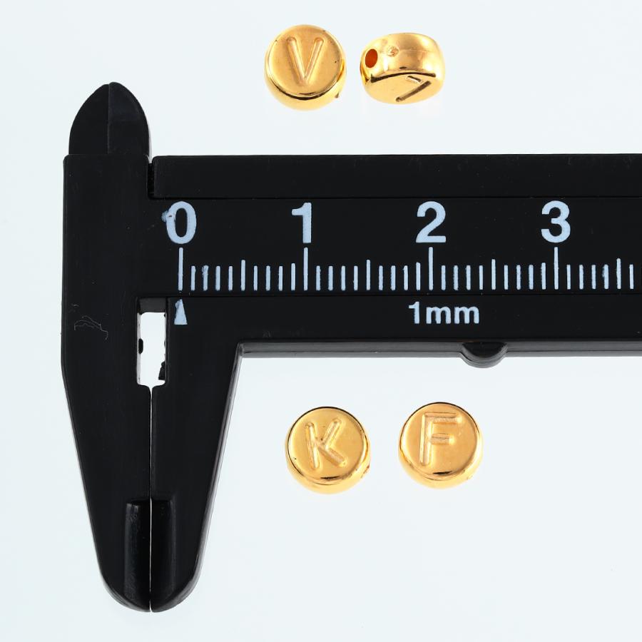 アルファベット ビーズ 丸 ゴールド 7mm 300個 アクセサリー パーツ