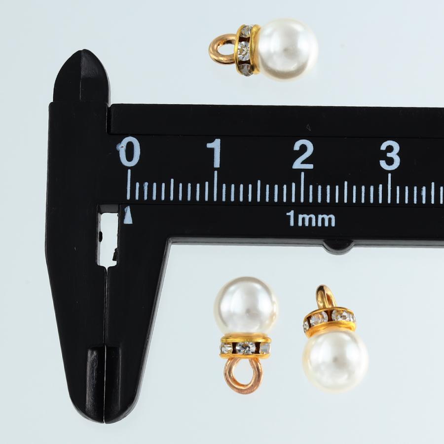 パールチャーム プラ製 丸 8mm 40個 ロンデル カン付き ホワイト