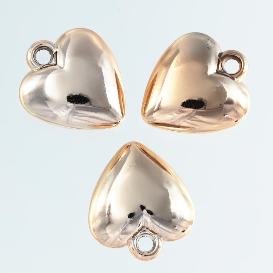 アンティークハートチャーム　　10個 チャーム ハート ゴールド アンティーク カン付き 10個 プラ製 26x23