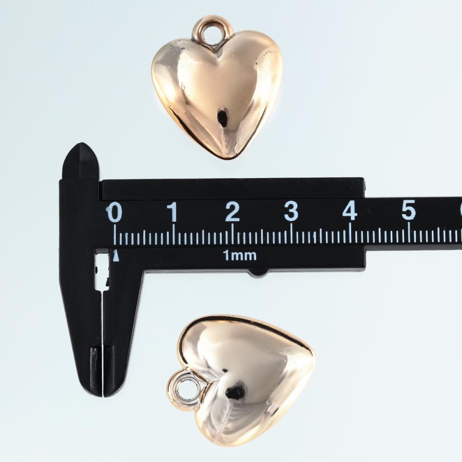 チャーム ハート ゴールド アンティーク カン付き 10個 プラ製 26x23