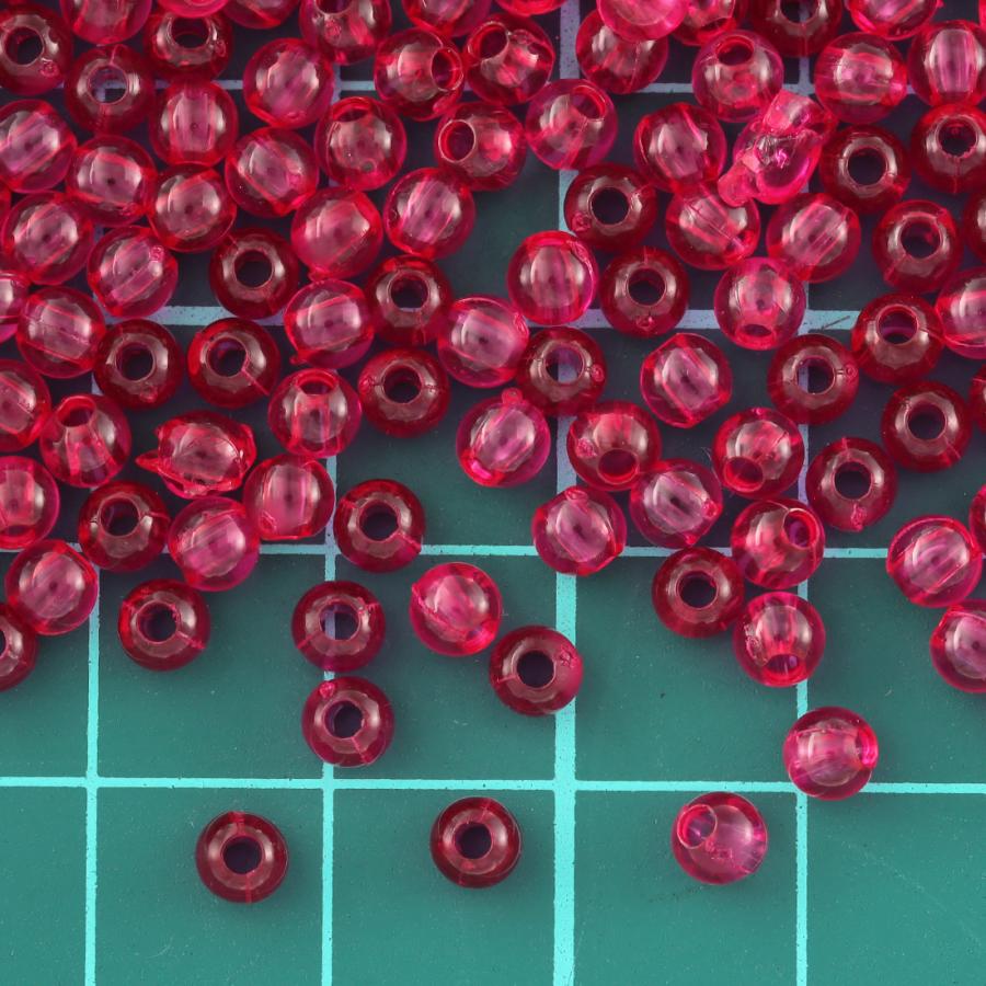 CPG 健康ケアアクセサリー 赤黒ビーズ ビーズ 4mm 丸 赤 1000個 レッド 透け感有 両穴 ラウンド ハンドメイド