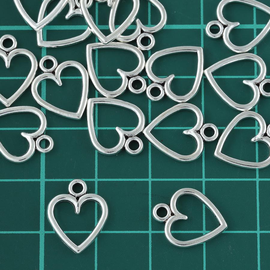 チャーム ハート シルバー 小さめ 20個 カン付き 銀古美