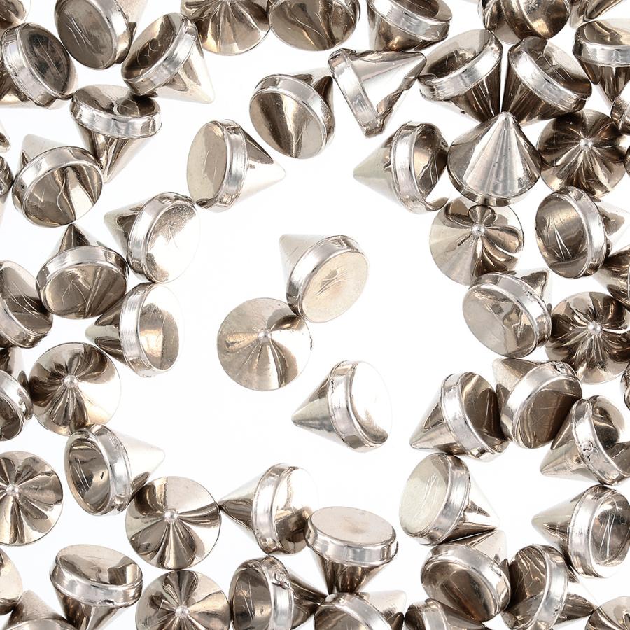 スタッズ パーツ シルバー プラ製 100個 8mm 貼付タイプ デコ