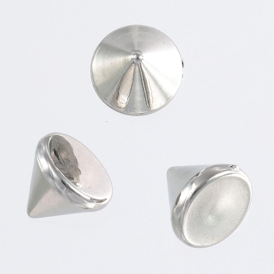 スタッズ パーツ 大きめ シルバー プラ製 100個 貼付タイプ デコ