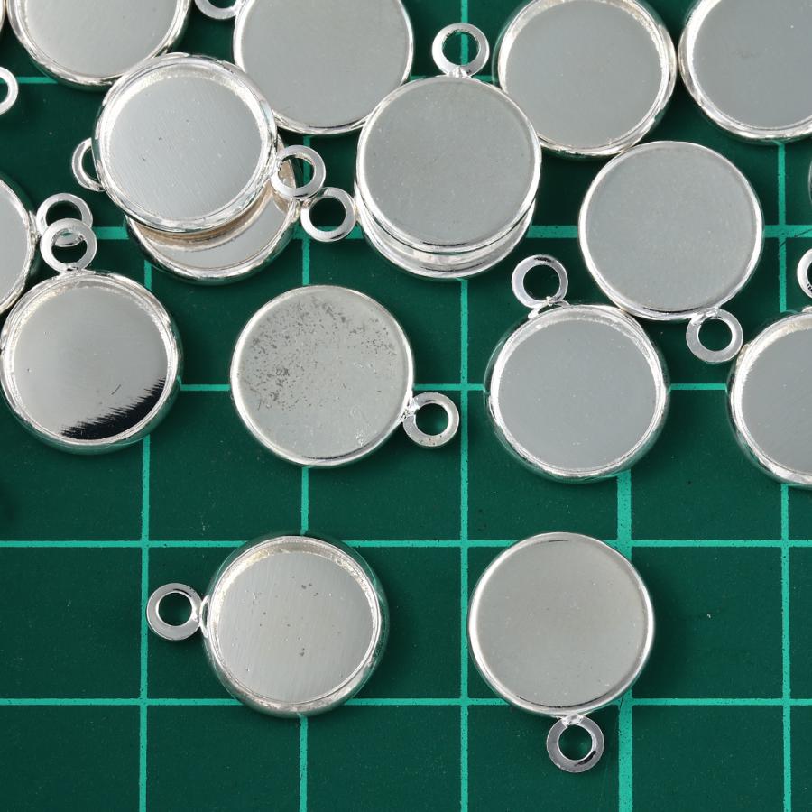ミール皿 シルバー 10mm 白銀 丸 小さめ カン付き 20個 セッティング