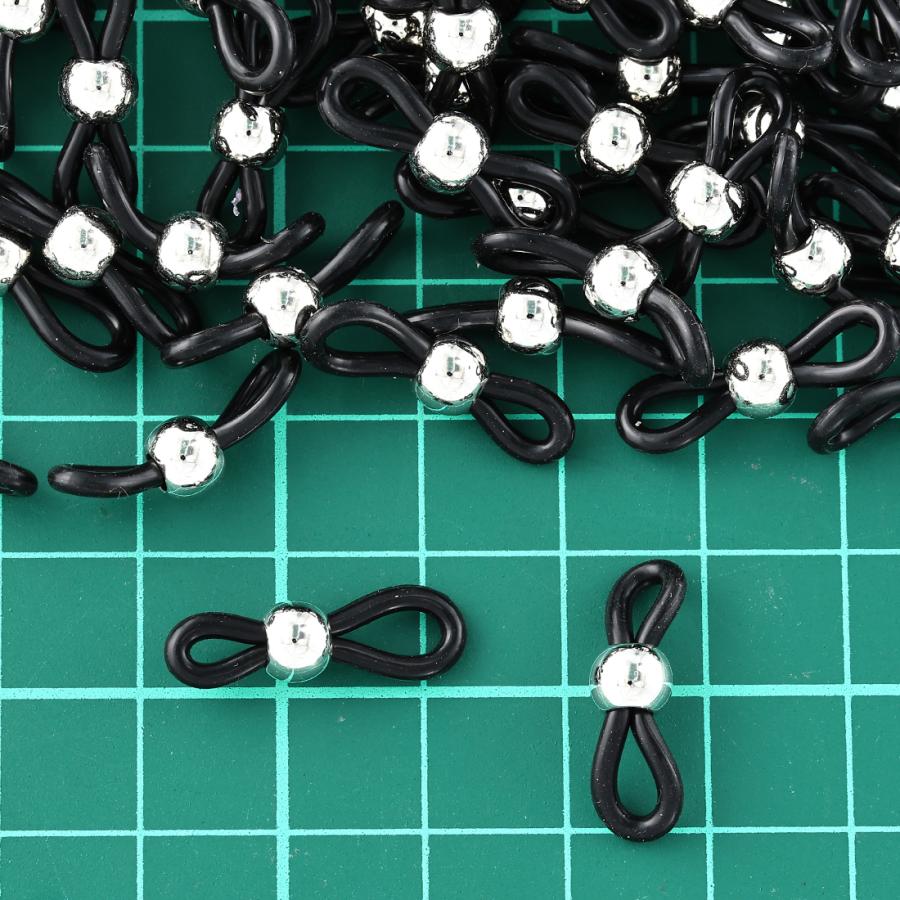 メガネチェーン 留め具 100個 黒 ブラック シルバー 20mm グラスコード