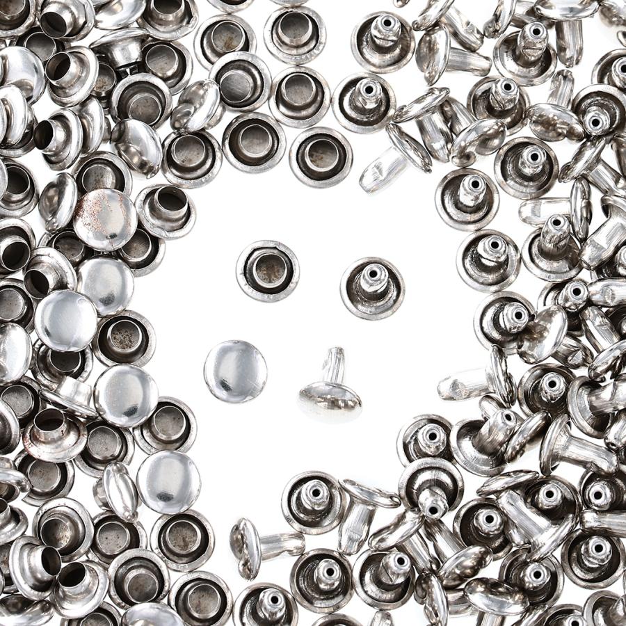 カシメ 6mm 両面 シルバー 金具 200組 セット かしめ レザークラフト