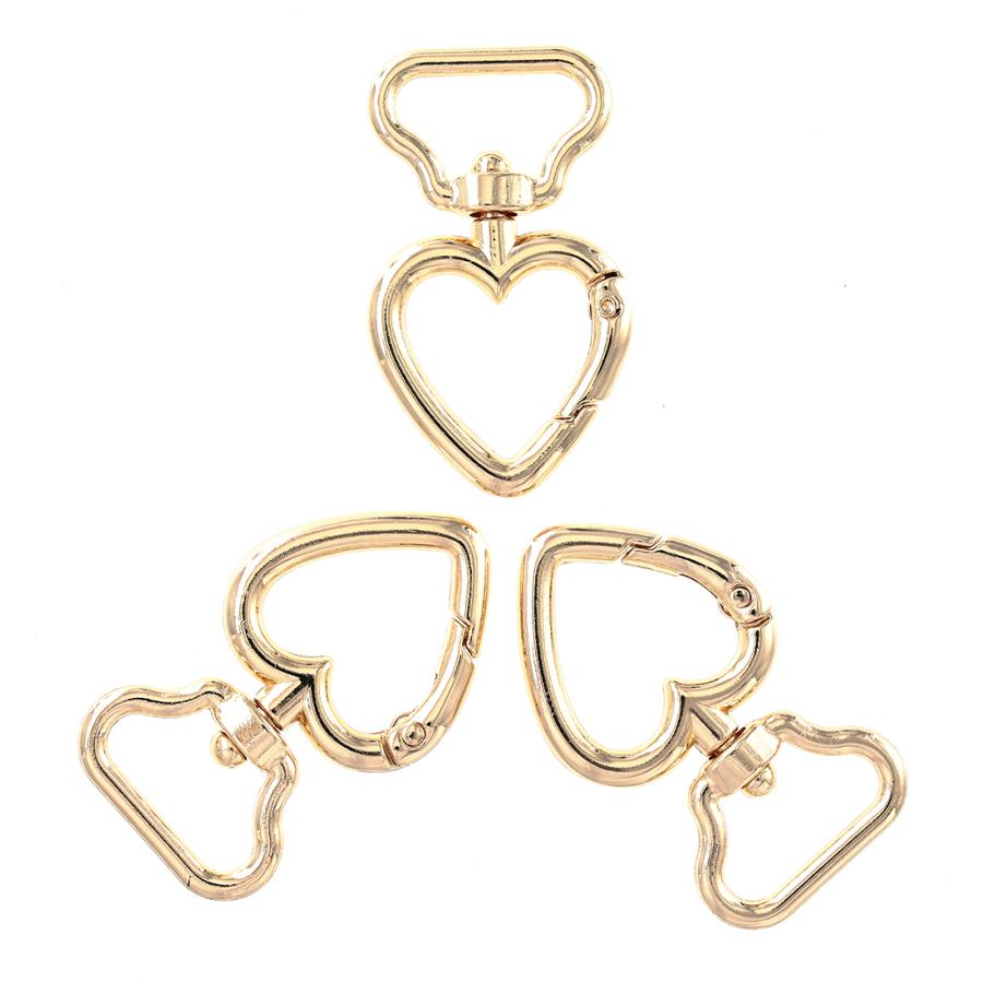 カラビナ ハート ゴールド 20個 KC金 回転カン付き キーホルダー