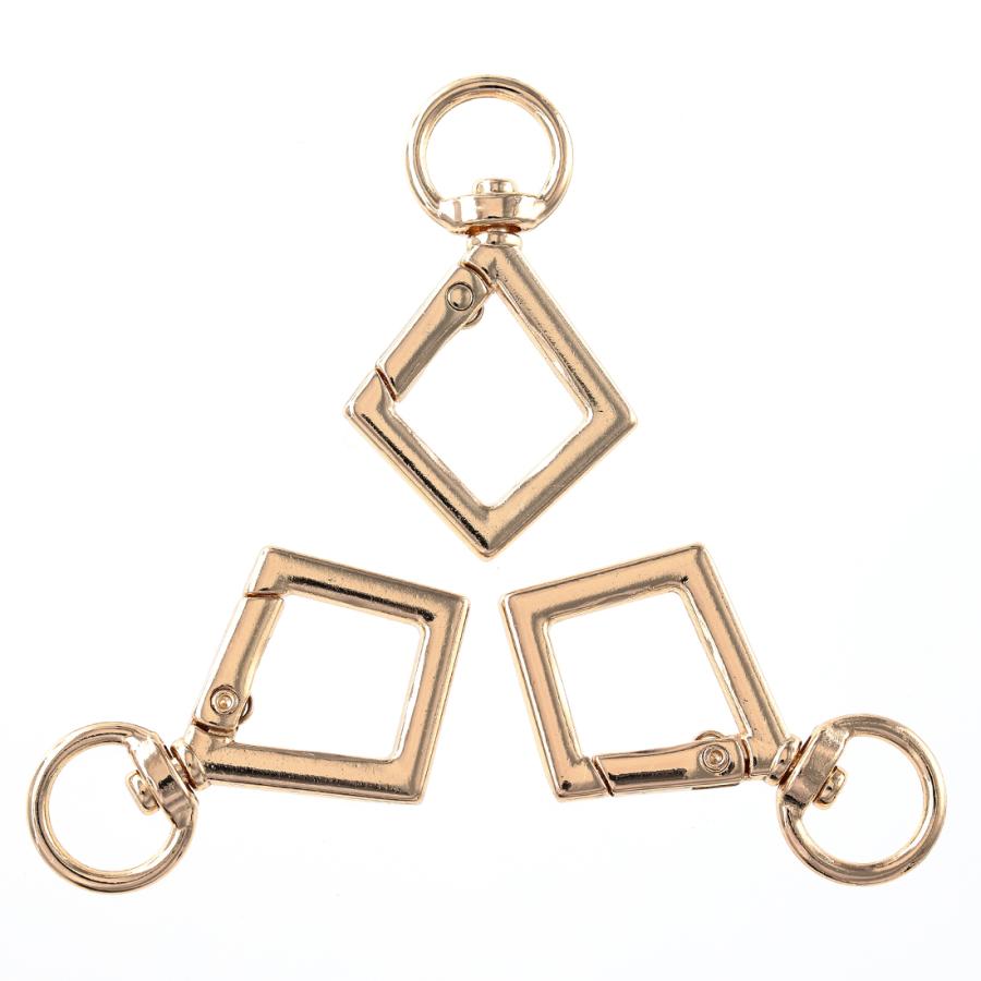 カラビナ ゴールド 四角 20個 KC金 スクエア 丸形 カン付き