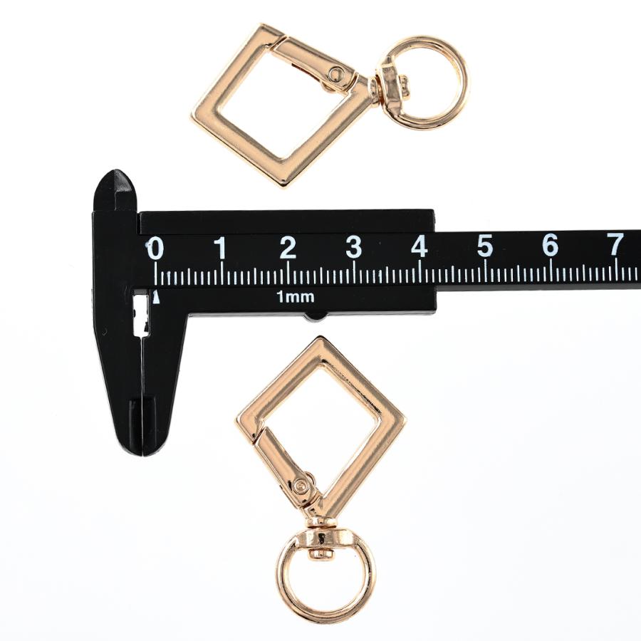 カラビナ ゴールド 四角 20個 KC金 スクエア 丸形 カン付き