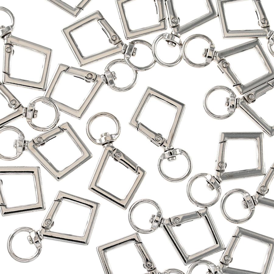 カラビナ シルバー 四角 20個 スクエア 丸形 カン付き キーホルダー