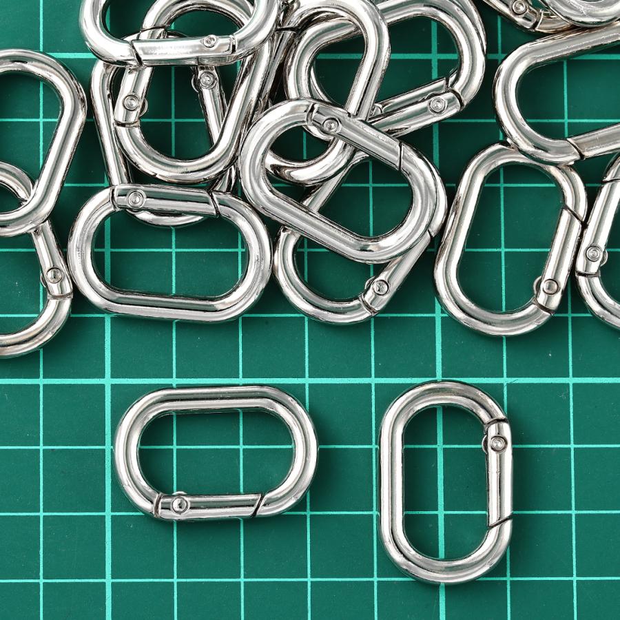 カラビナ 楕円 シルバー 20個 オーバル キーホルダー アクセサリー