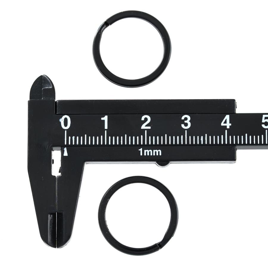 平キーリング 20mm 黒 ブラック 50個 二重リング キーホルダー