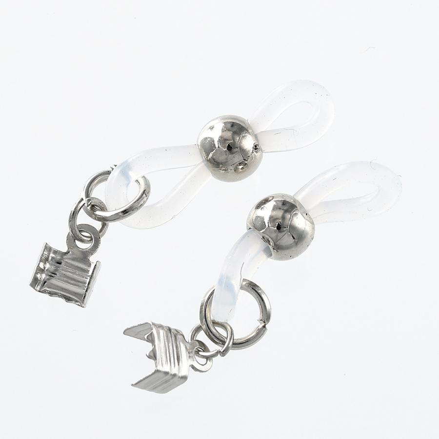 メガネチェーン パーツ 留め具 カシメ 紐留め付き 40個 セット グラス