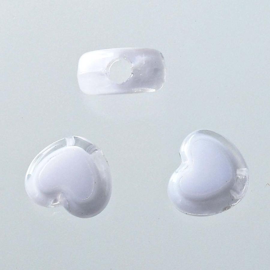ビーズ ハート 8mm 白 クリア 200個 ハンドメイド アクセサリー パーツ