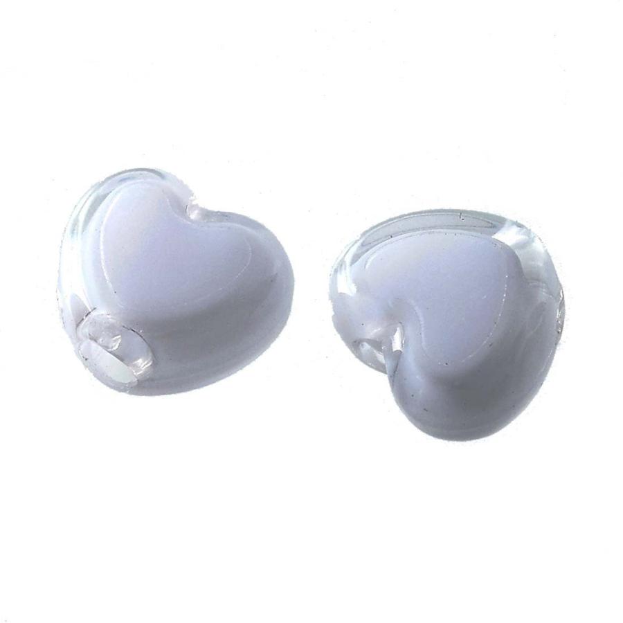 ビーズ ハート 8mm 白 クリア 200個 ハンドメイド アクセサリー パーツ