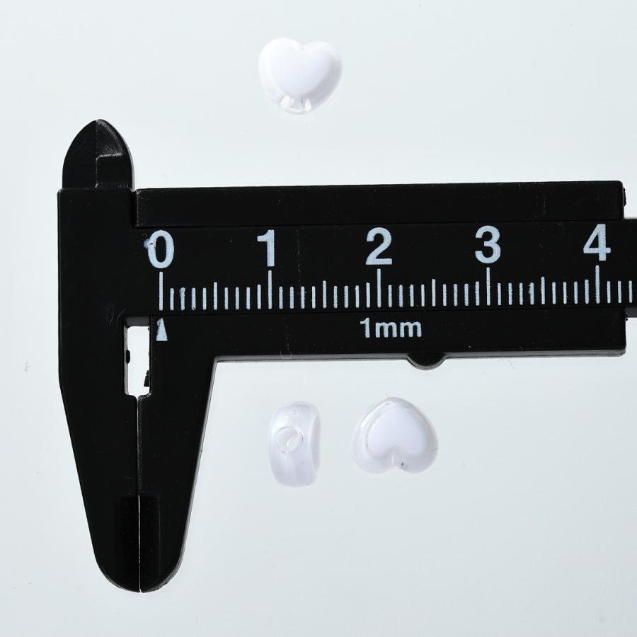 ビーズ ハート 8mm 白 クリア 200個 ハンドメイド アクセサリー パーツ