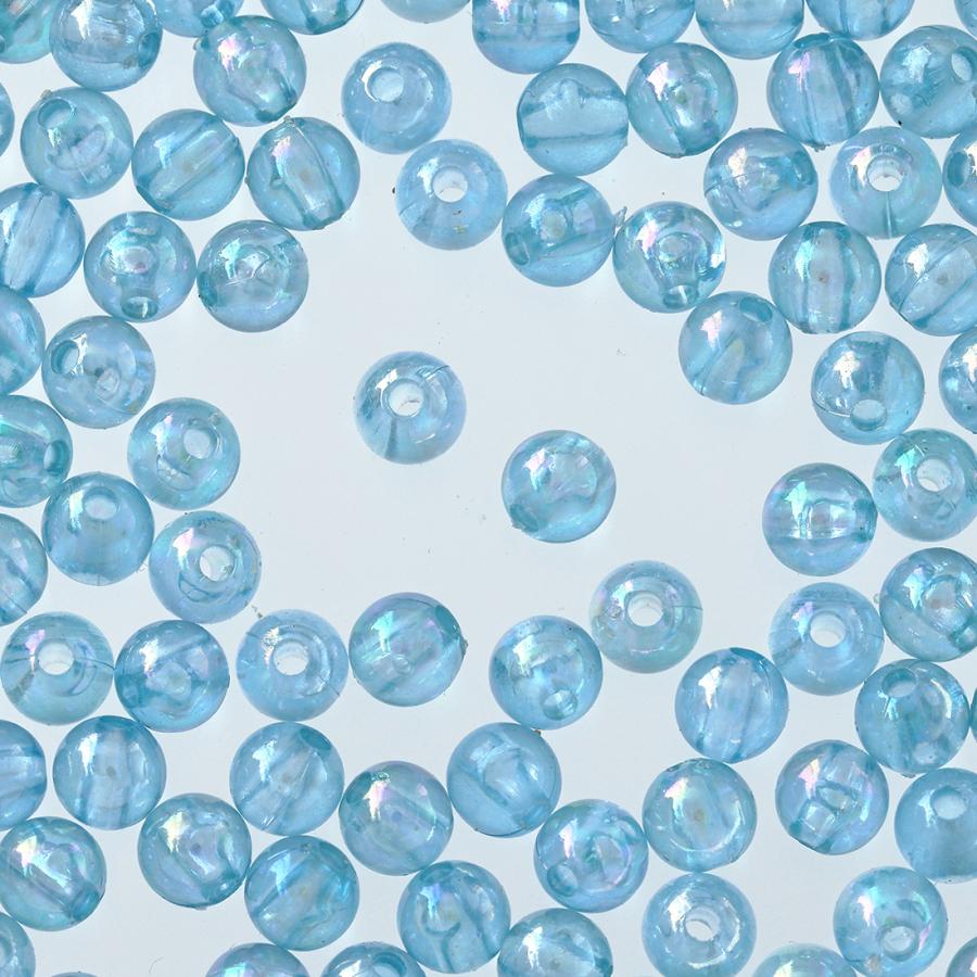 ビーズ 6mm 青 丸 1000個 ブルー オーロラ 半透明 手芸 アクセサリー