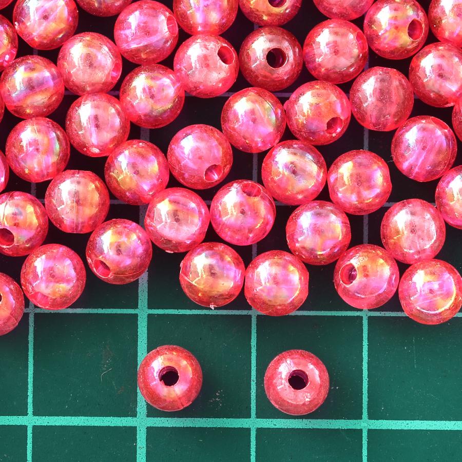 ビーズ 6mm 赤 丸 1000個 ローズレッド オーロラ 半透明 手芸