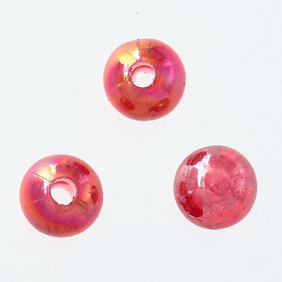 ビーズ 6mm 赤 丸 1000個 レッド オーロラ 半透明 手芸 アクセサリー