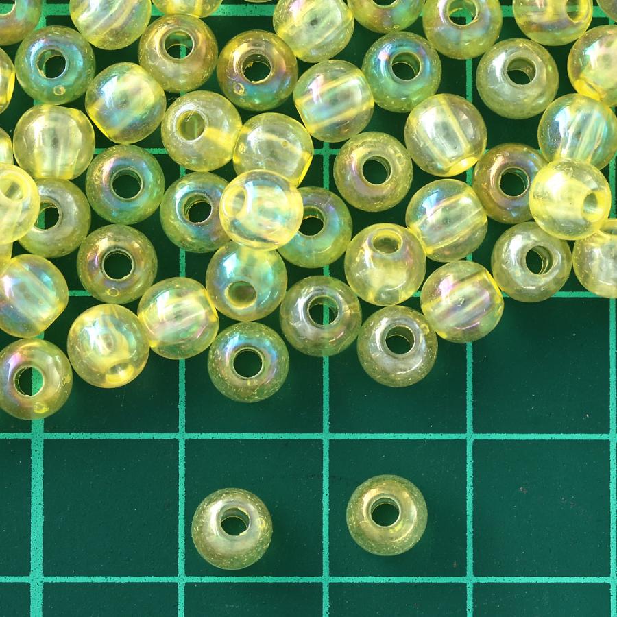 ビーズ 6mm 黄色 丸 1000個 クリア イエロー オーロラ 手芸