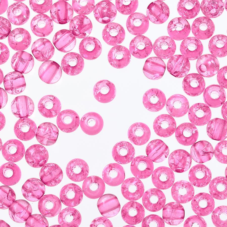 ビーズ 6mm ピンク 丸 1000個 ローズピンク クリア クラック加工 手芸