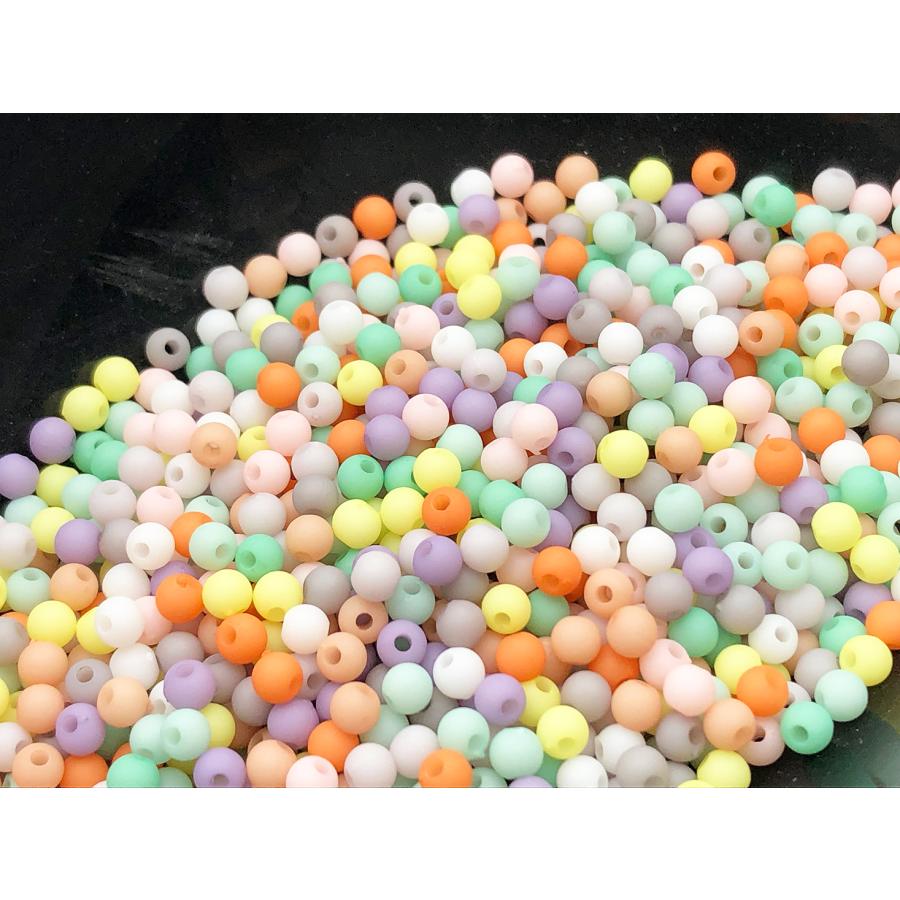 ビーズ 4mm 丸 2000個 穴あり パステル ミックス 艶消し 手芸
