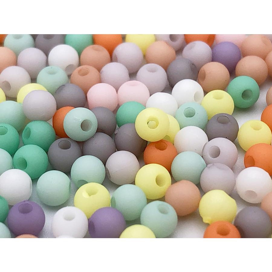 ビーズ 4mm 丸 2000個 穴あり パステル ミックス 艶消し 手芸