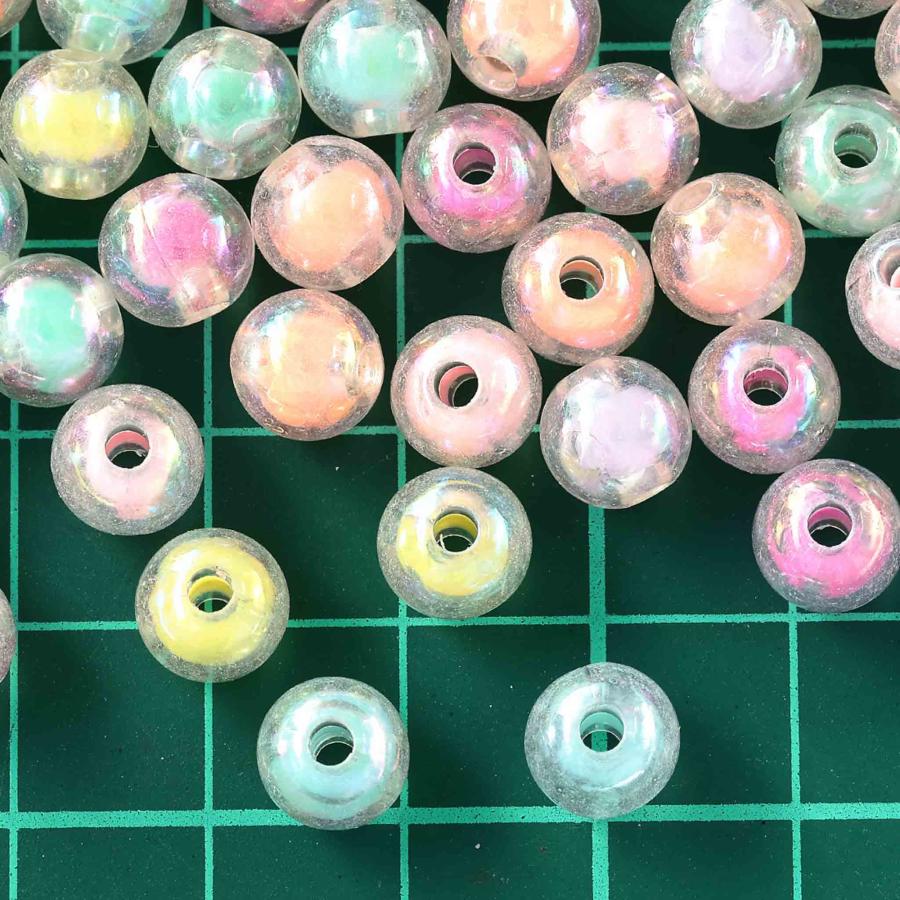 ハンドメイド資材 カスタムビーズ ビーズ 8mm 丸 ミックス 500個 オーロラ 穴あり 手芸 アクセサリー