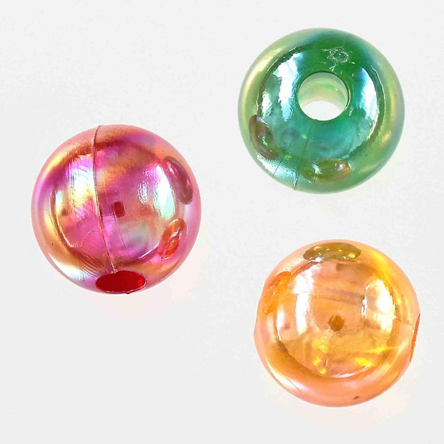 ビーズ 8mm 丸 有色 透明 500個 オーロラ ミックス 穴あり