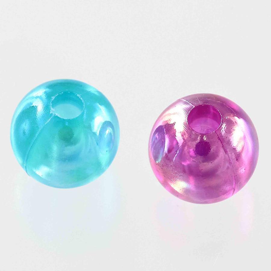 ビーズ 8mm 丸 有色 透明 500個 オーロラ ミックス 穴あり