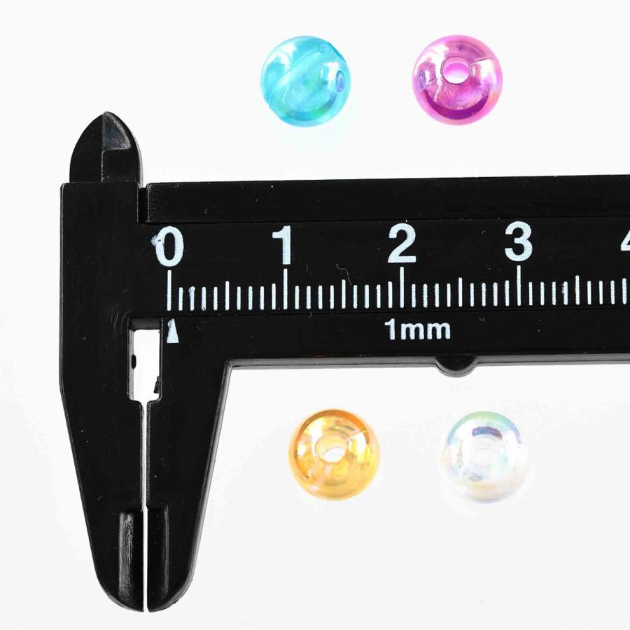 ビーズ 8mm 丸 有色 透明 500個 オーロラ ミックス 穴あり