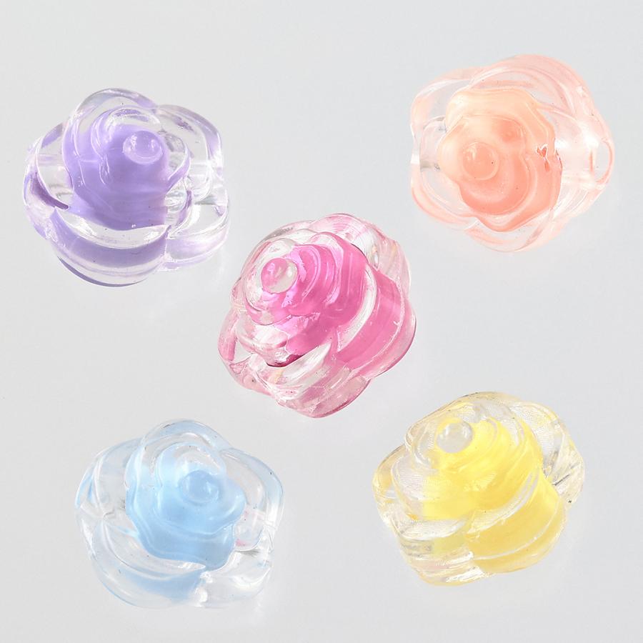 ビーズ 花 フラワー 11mm 200個 パステル ぷっくり花型 ハンドメイド