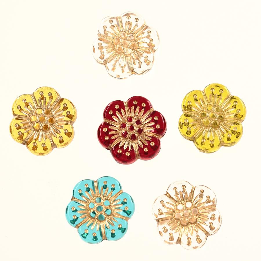 ビーズ アンティーク フラワー MIX 12mm 100個 ひらひら梅の花 ビーズ アンティーク フラワー MIX 12mm 100個 ひらひら梅の花