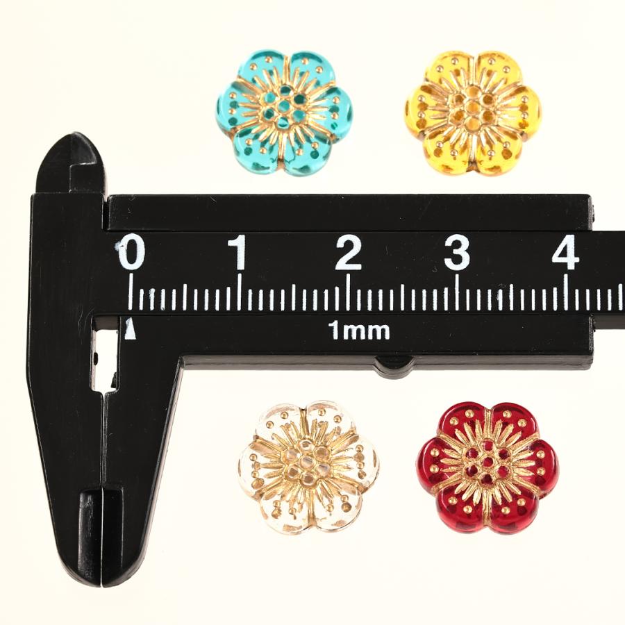 ビーズ アンティーク フラワー MIX 12mm 100個 ひらひら梅の花