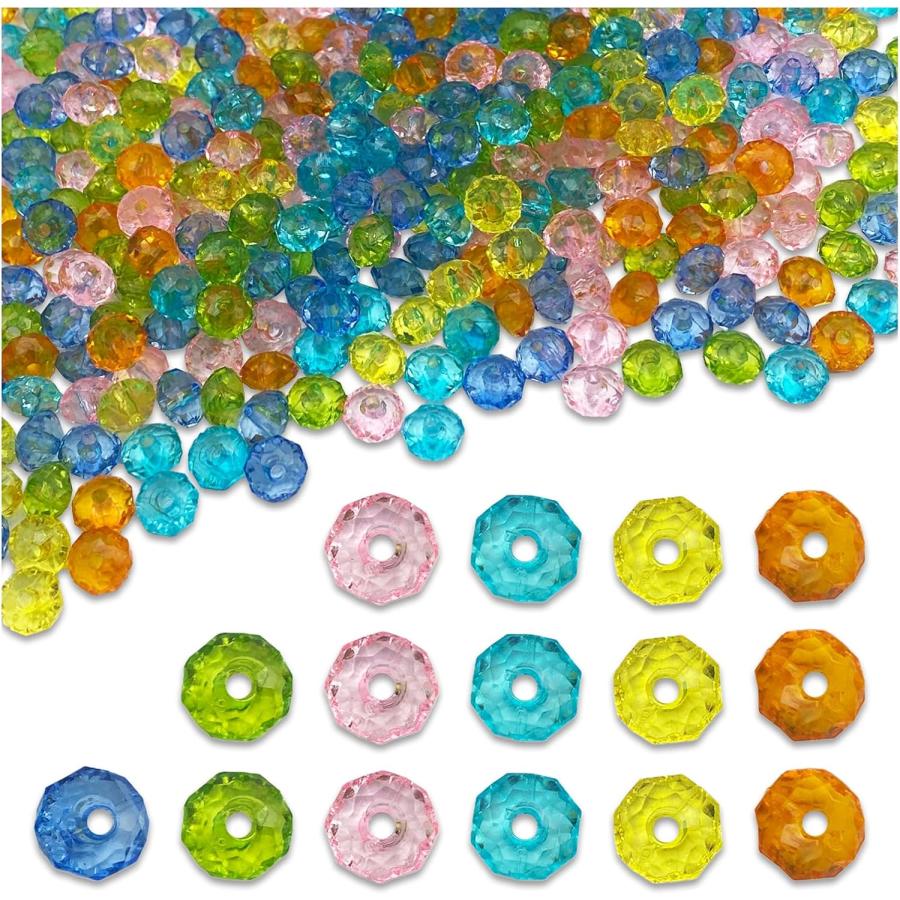 ビーズ 8mm 楕円 MIX 400個 透明 丸 ファセットカット 多面的