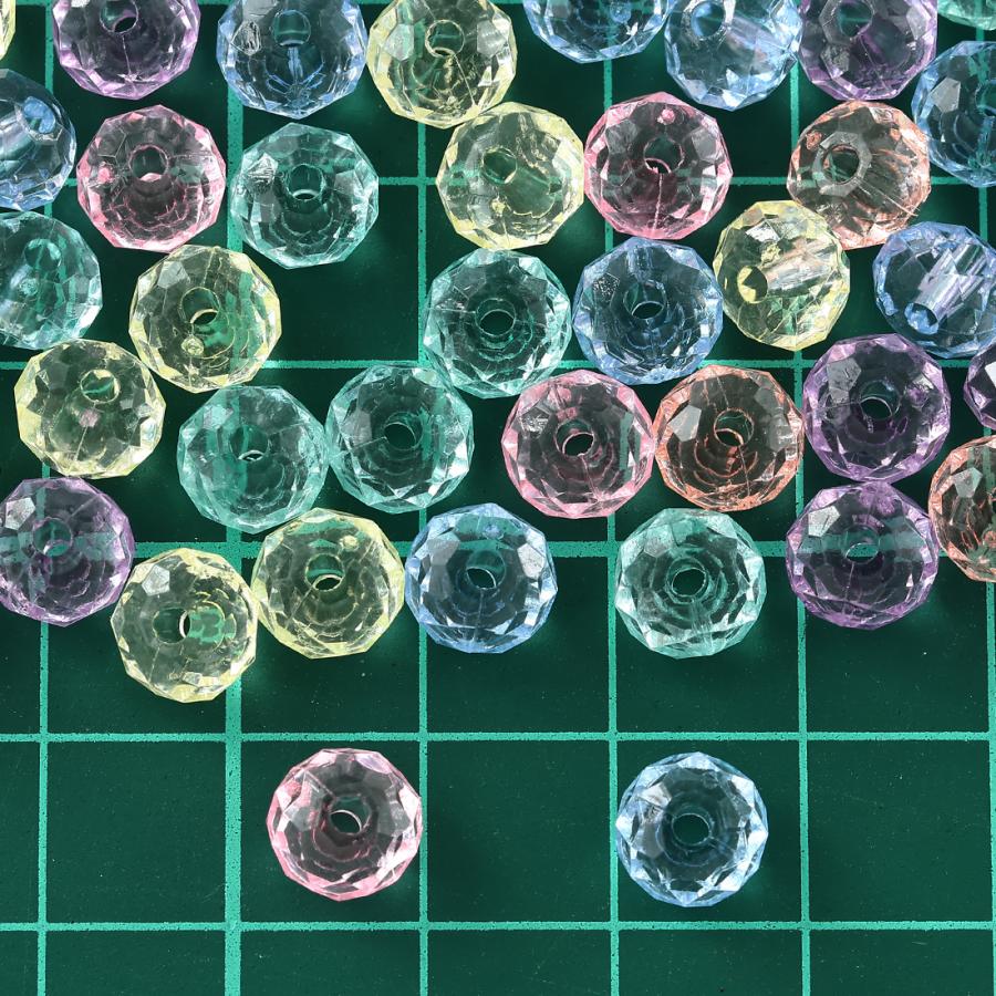 ビーズ 8mm 楕円 MIX 400個 透明 丸 ファセットカット 多面的