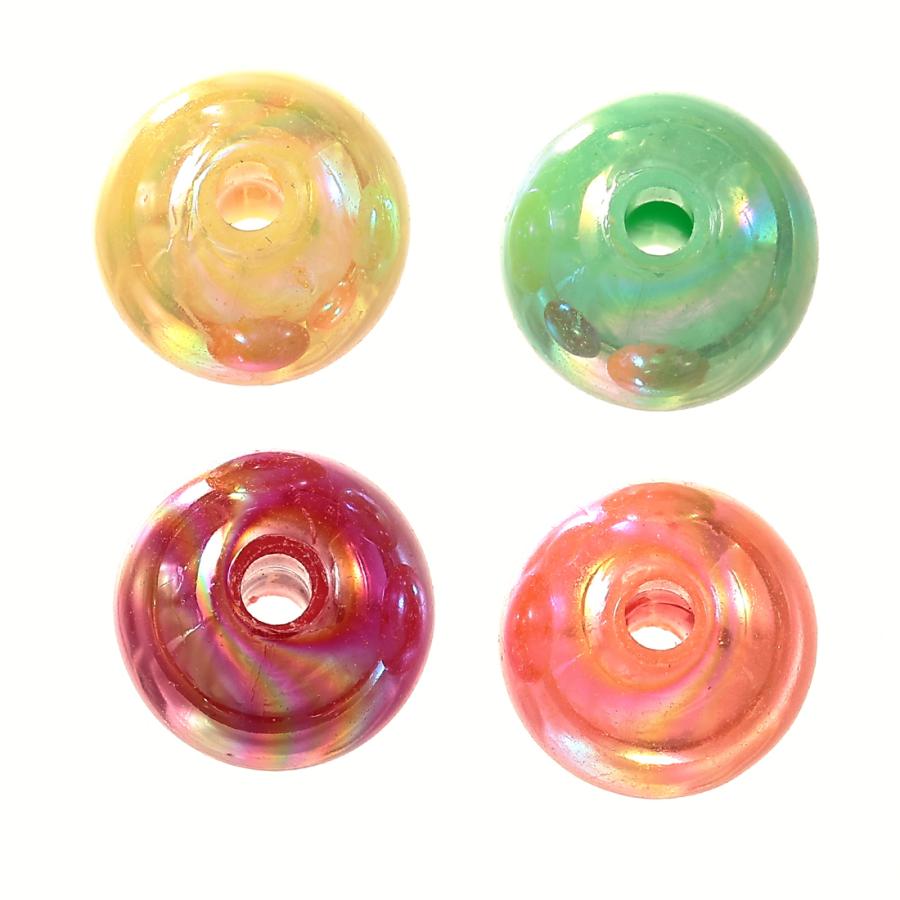 ビーズ 14mm 丸 不透明 オーロラ ミックス 100個 大玉 ラウンド 