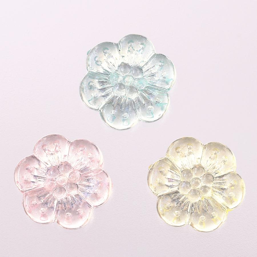ビーズ フラワー 12mm 混色 100個 オーロラ 透明感たっぷりのお花
