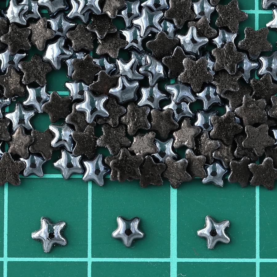 ネイルパーツ 星 黒 4mm 1000個 セラミック製 カボション デコ